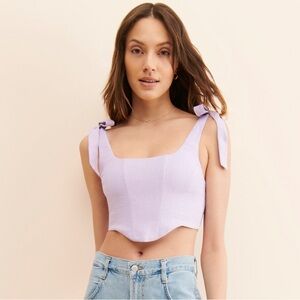 Farm Rio 💜 Lilac Corset Linen Top